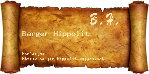 Barger Hippolit névjegykártya